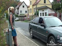 Sexy movie category mature (369 sec). Hitchhiking old granny and boy.