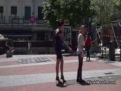 Download video list category bdsm (319 sec). Bare boobs blonde caned in public.