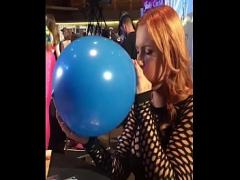 Good erotic category sexy (172 sec). Edyn Blair blows up a giant balloon.