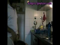 Nice videotape recording category blowjob (160 sec). Girl Gets A Surprise While Doing The Dishes It In The Kitchen.